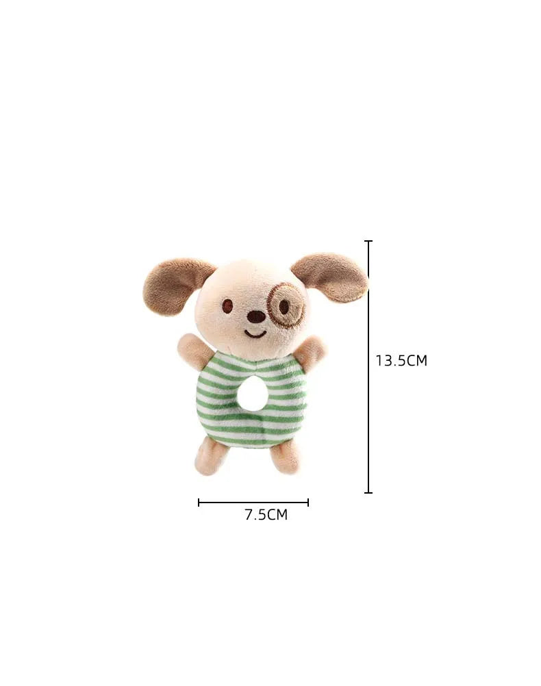 Hochet en peluche souple à main en forme d'animal de dessin animé pour bébés