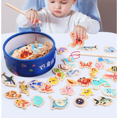 Jeu de pêche en bois Montessori pour l'apprentissage des enfants