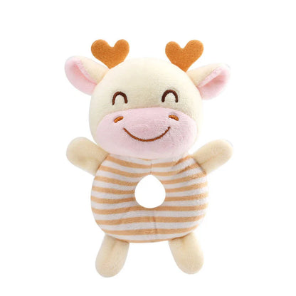 Hochet en peluche souple à main en forme d'animal de dessin animé pour bébés