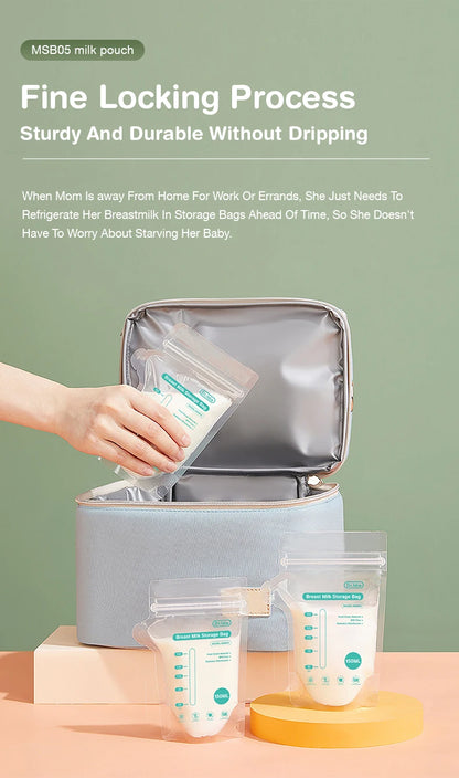 PureNest™ durable breast milk storage bags with secure double zipper