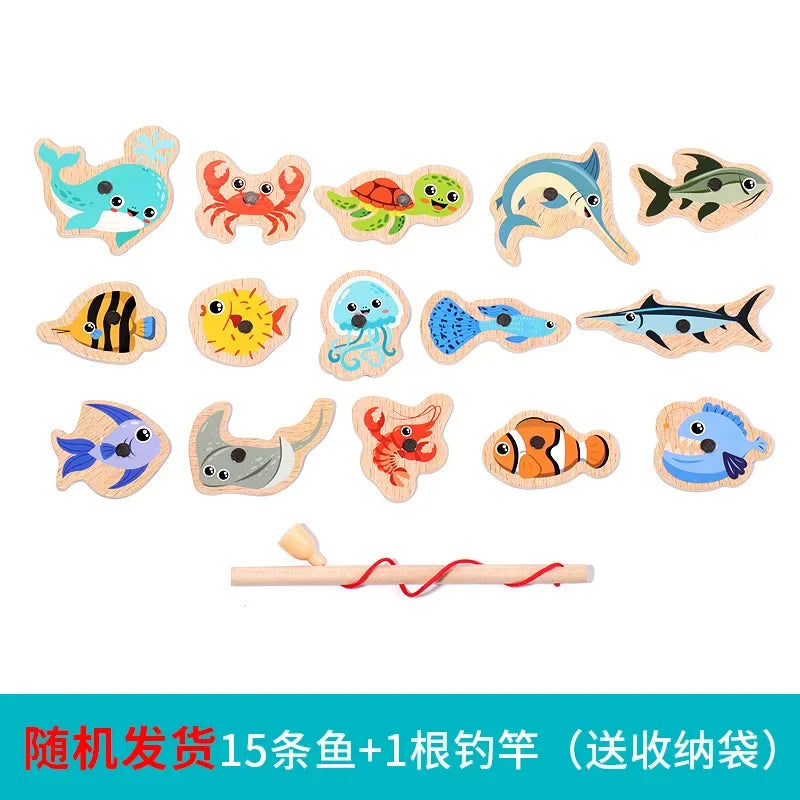 Jeu de pêche en bois Montessori pour l'apprentissage des enfants