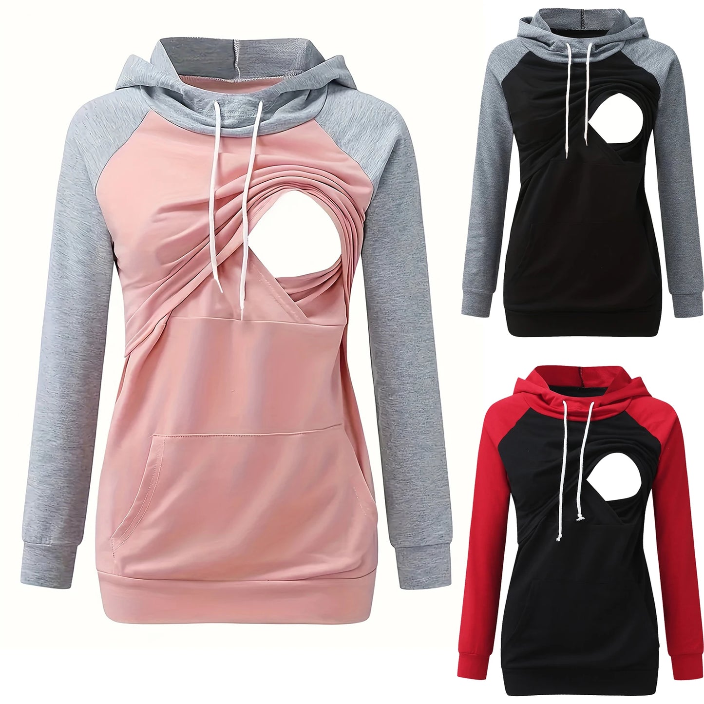 Maternity Nursing Hoodie with Kangaroo Pocket  ou    NurtureEase™ Nursing Hoodie