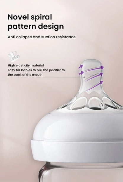PureNest™ BPA-Free Glass Baby Bottle for Newborns | Anti-Colic Wide Neck Feeding Bottle