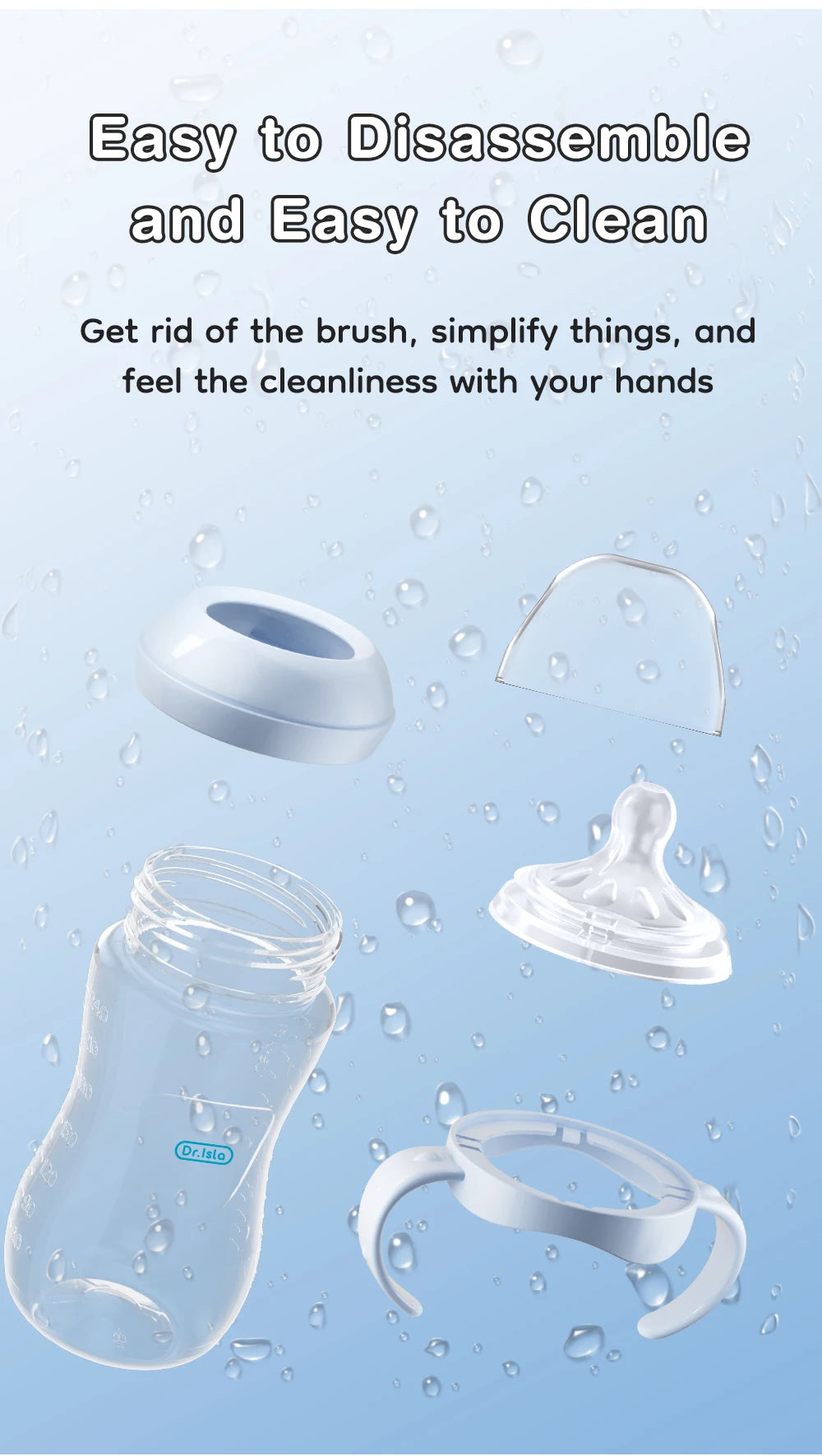 PureNest™ baby bottle with soft silicone nipple for natural feeding