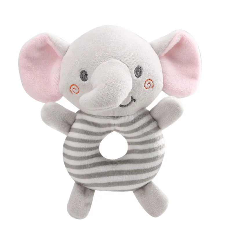 Hochet en peluche souple à main en forme d'animal de dessin animé pour bébés