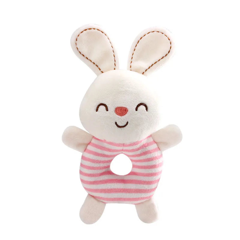 Hochet en peluche souple à main en forme d'animal de dessin animé pour bébés