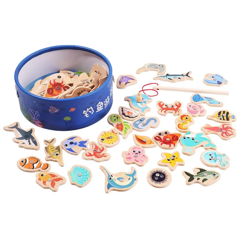Jeu de pêche en bois Montessori pour l'apprentissage des enfants