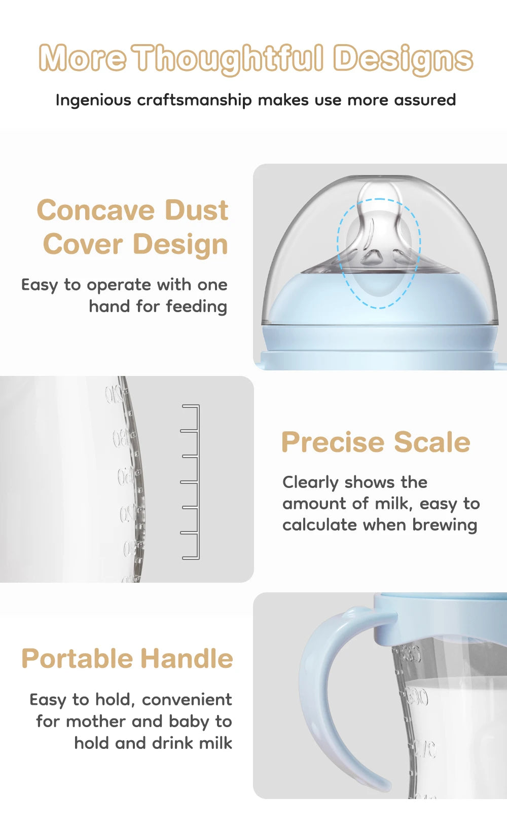 PureNest™ lightweight BPA-free baby bottle for home and travel