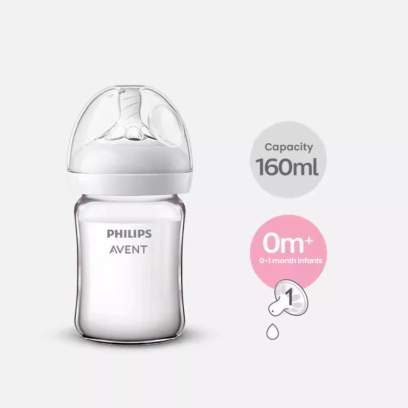 PureNest™ BPA-Free Glass Baby Bottle for Newborns | Anti-Colic Wide Neck Feeding Bottle